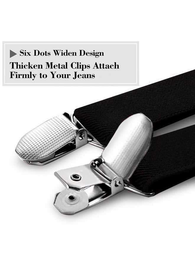 habibee HABI Solid Color Mens Suspender Bow Tie Set Clip On Y Shape Adjustable Braces (Black) - Image 4