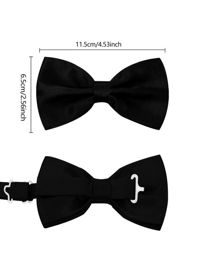 habibee HABI Solid Color Mens Suspender Bow Tie Set Clip On Y Shape Adjustable Braces (Black) - Image 2