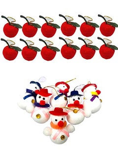 Evisha Evisha 6 Pcs Small Mini Snow Man and 12 Pcs Small Mini Red Apple Artificial for Christmas Tree Decoration  - Image 1