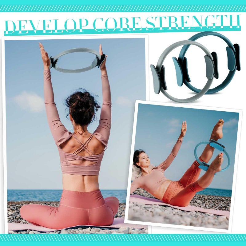 Poen 21 Pcs Pilates Equipment Kit for Home Workout Pilates Ring and Ball Set for Women 12'' Circle Yoga Fitness Essentials Kit with Resistance Bands, Yoga Strap, Socks,Bag (Green,Black,Gray) - Image 3
