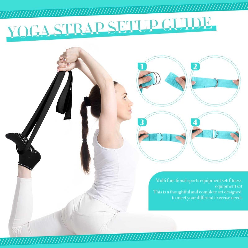 Poen 21 Pcs Pilates Equipment Kit for Home Workout Pilates Ring and Ball Set for Women 12'' Circle Yoga Fitness Essentials Kit with Resistance Bands, Yoga Strap, Socks,Bag (Green,Black,Gray) - Image 4