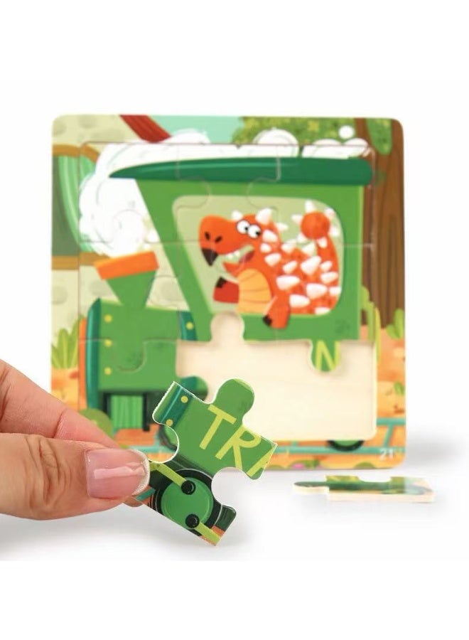 مجموعة أحجية خشبية مكونة من 9 قطع، كل قطعة 9 قطع، لعبة تعليمية للأطفال من عمر 3 سنوات فما فوق، تتضمن حيوانات ومركبات - Image 5