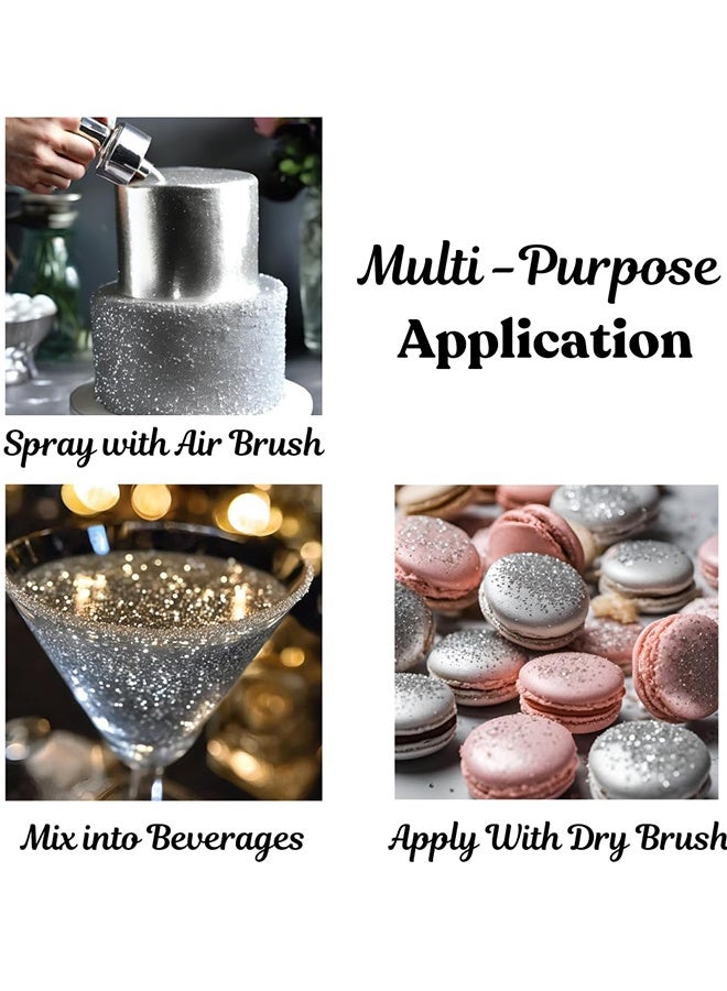 Edible Luster Dust, 1.5 Grams Baking Decoration Powder Food Grade Cake Dust Metallic Shimmer Food Coloring Powder for Baking, Fondant, Gumpaste, Chocolate, Candy, Drinks, Cookies - Dark Grey  - Image 2