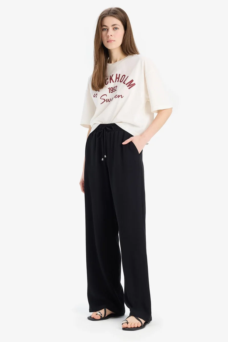 Defacto Florida Belmando Fabric High Waist Wide Leg Trousers