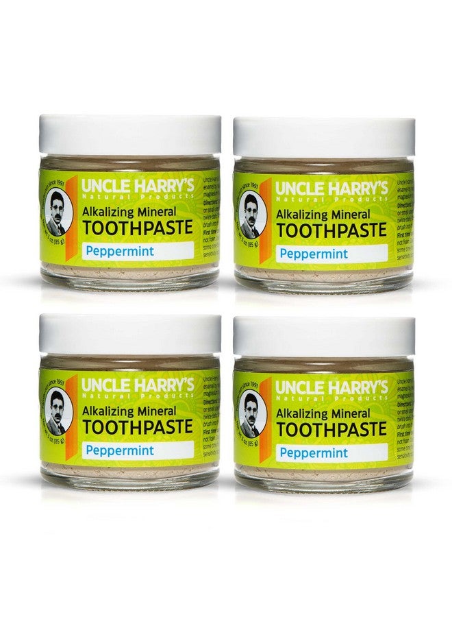 Uncle Harry's Peppermint Remineralizing Toothpaste | Natural Whitening Toothpaste Freshens Breath & Promotes Enamel | Vegan Fluoride Free Toothpaste (4 Pack) - Image 1