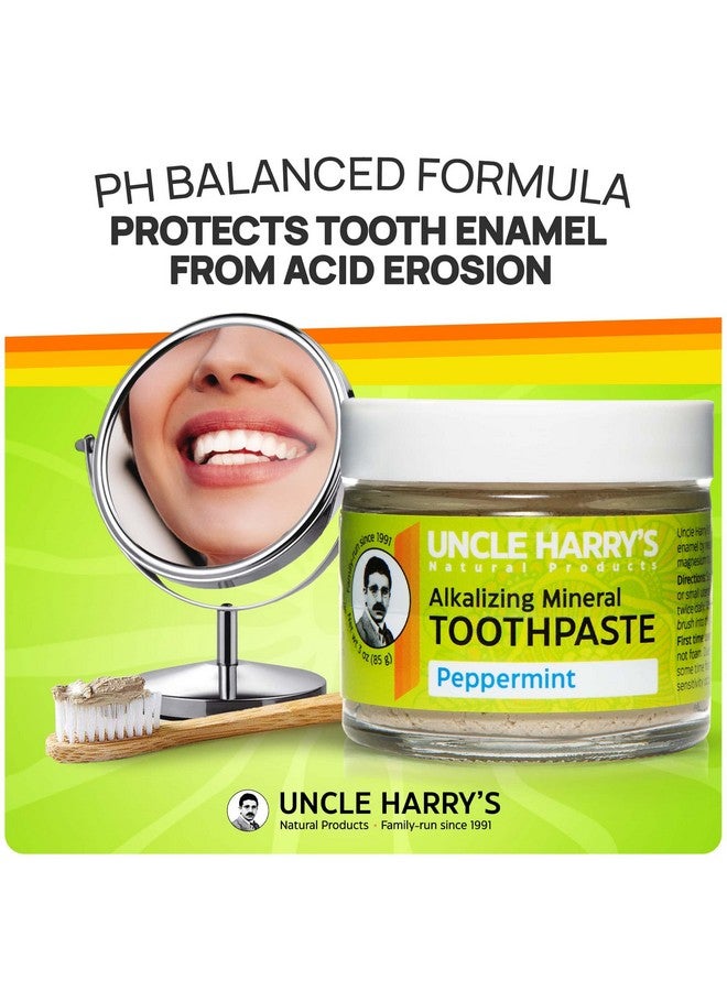 Uncle Harry's Peppermint Remineralizing Toothpaste | Natural Whitening Toothpaste Freshens Breath & Promotes Enamel | Vegan Fluoride Free Toothpaste (4 Pack) - Image 2