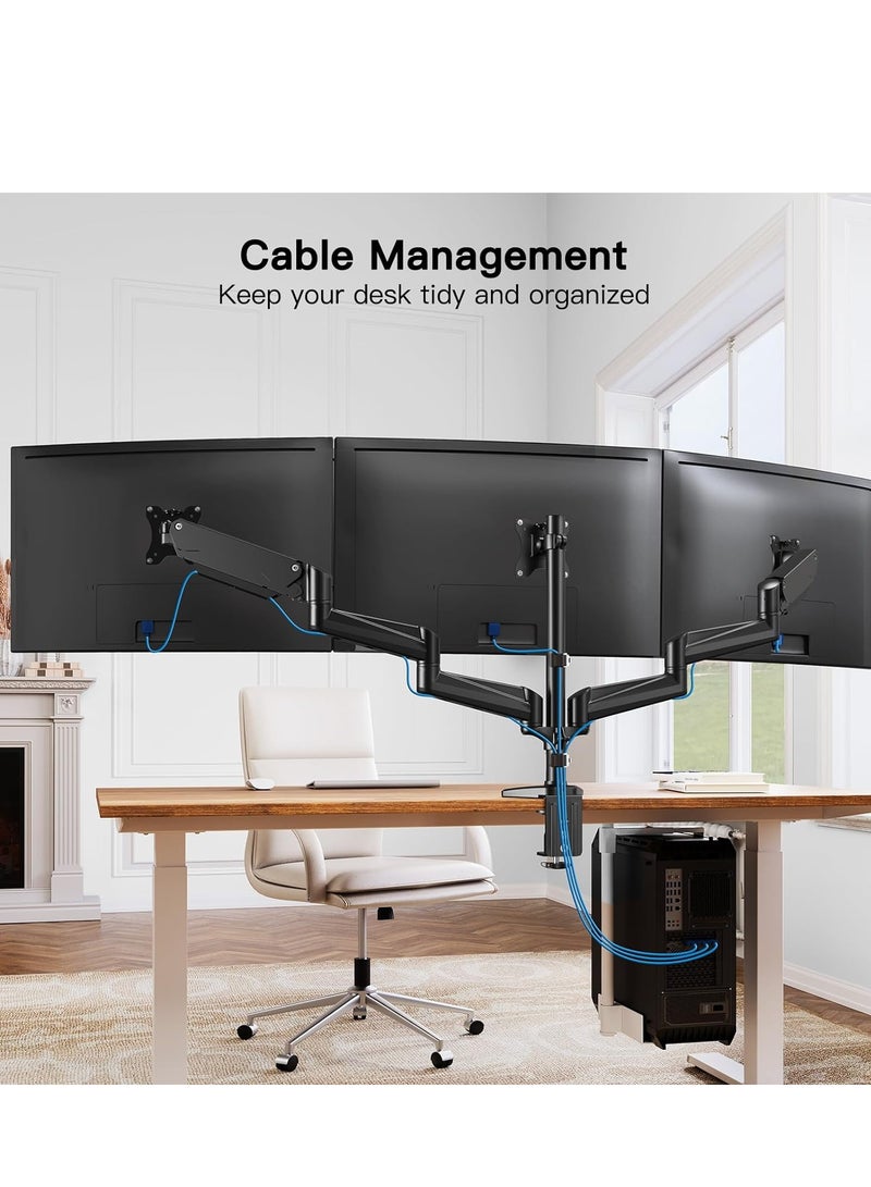 Triple Monitor Mount for 17"-32" Screens - Height Adjustable Arm, Supports 8 kg per Arm  - Image 5