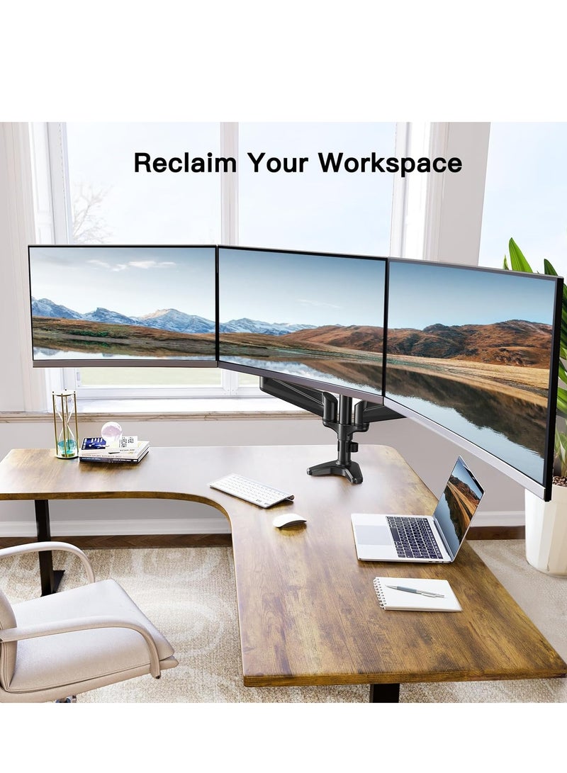 Triple Monitor Mount for 17"-32" Screens - Height Adjustable Arm, Supports 8 kg per Arm  - Image 4