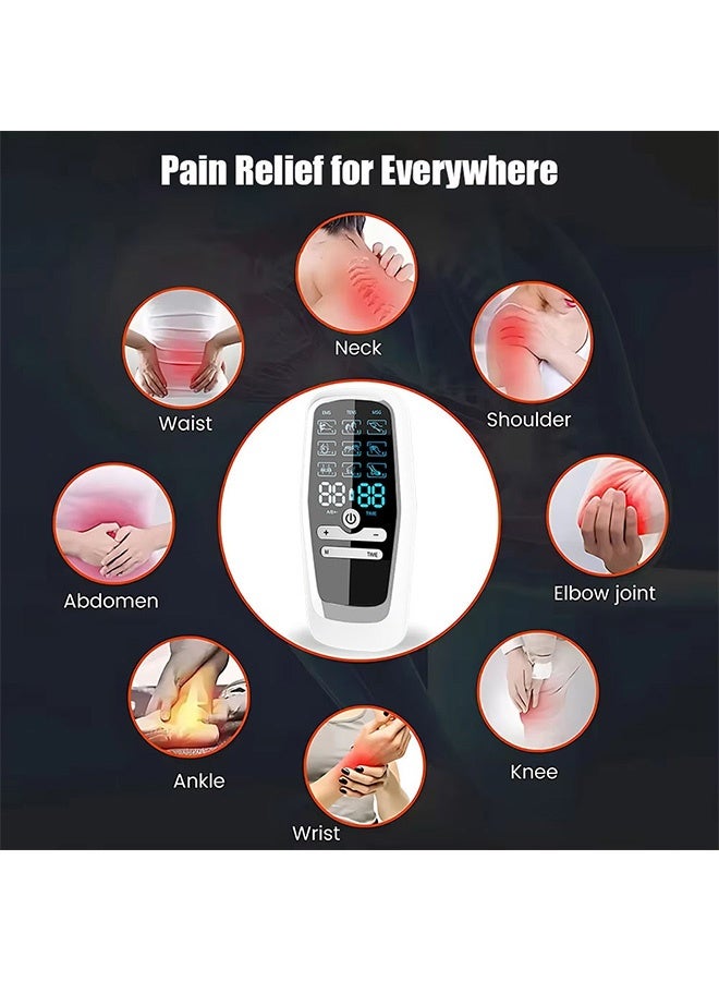 هاهاهاي جهاز تحفيز العضلات TENS و EMS المطور - جهاز علاج طبيعي منزلي بالنبضات الكهربائية قابل للشحن - مدلك الكتروني بـ 9 أوضاع و30 مستوى شدة لتخفيف آلام الظهر والرقبة واستشفاء العضلات (قناة مزدوجة) - Image 3