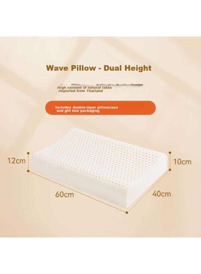 GOLDEN TREE Jinxiangshu Thai Natural Imported Cervical Pillow, Rubber Sleeping Pillow, Natural Latex Pillow, Adult Pillow, Breathable Wave Pillow, Set Of Two - Image 1
