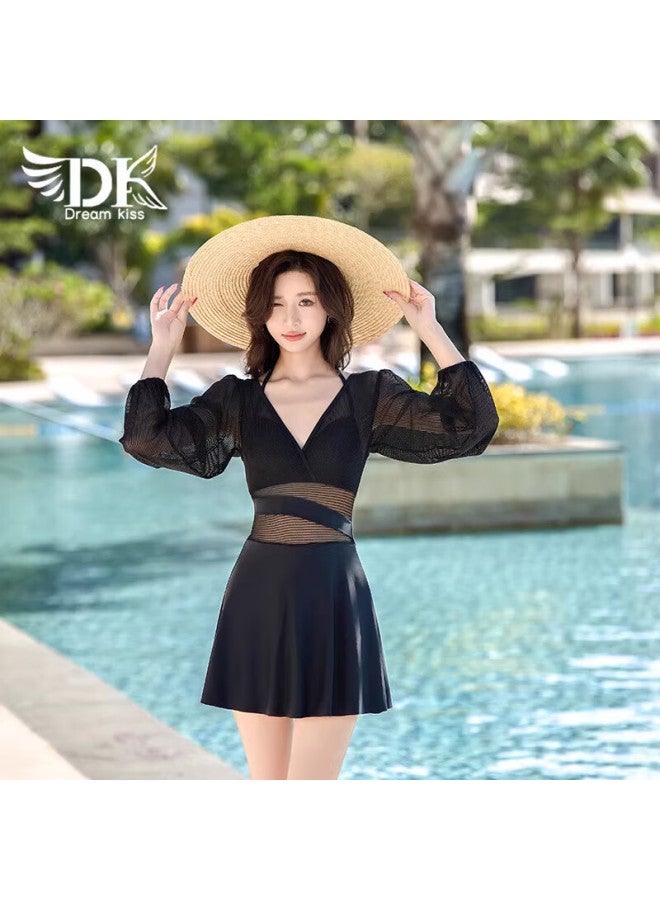 Dk Women's Swimsuit  New Long Sleeve One-piece Slimming Modest High-end Adult Swimwear For Hot Springs - Image 1