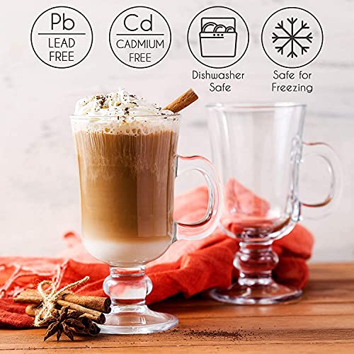 bellemax 250ml Glass Coffee Mugs Clear Coffee Cups with Handles Perfect for Latte, Cappuccino, Espresso Coffee, Tea and Hot Beverages, Set of (2) - Image 3