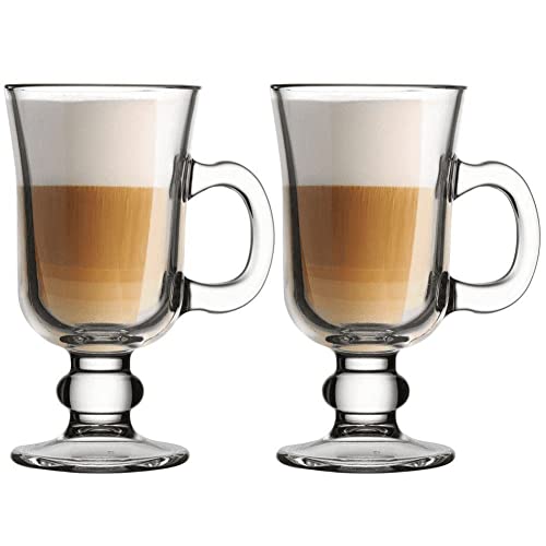 bellemax 250ml Glass Coffee Mugs Clear Coffee Cups with Handles Perfect for Latte, Cappuccino, Espresso Coffee, Tea and Hot Beverages, Set of (2) - Image 1