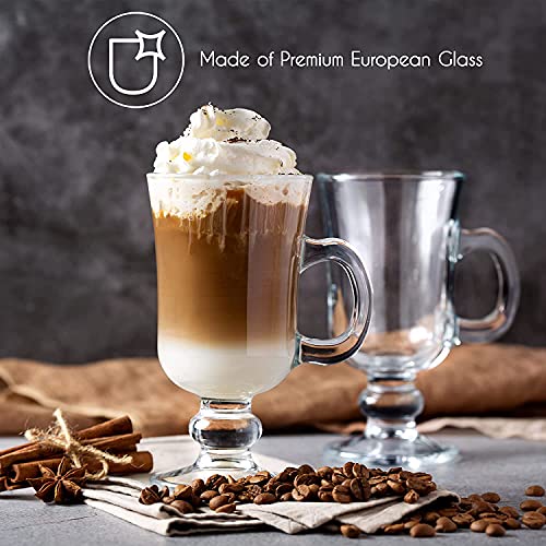 bellemax 250ml Glass Coffee Mugs Clear Coffee Cups with Handles Perfect for Latte, Cappuccino, Espresso Coffee, Tea and Hot Beverages, Set of (2) - Image 2