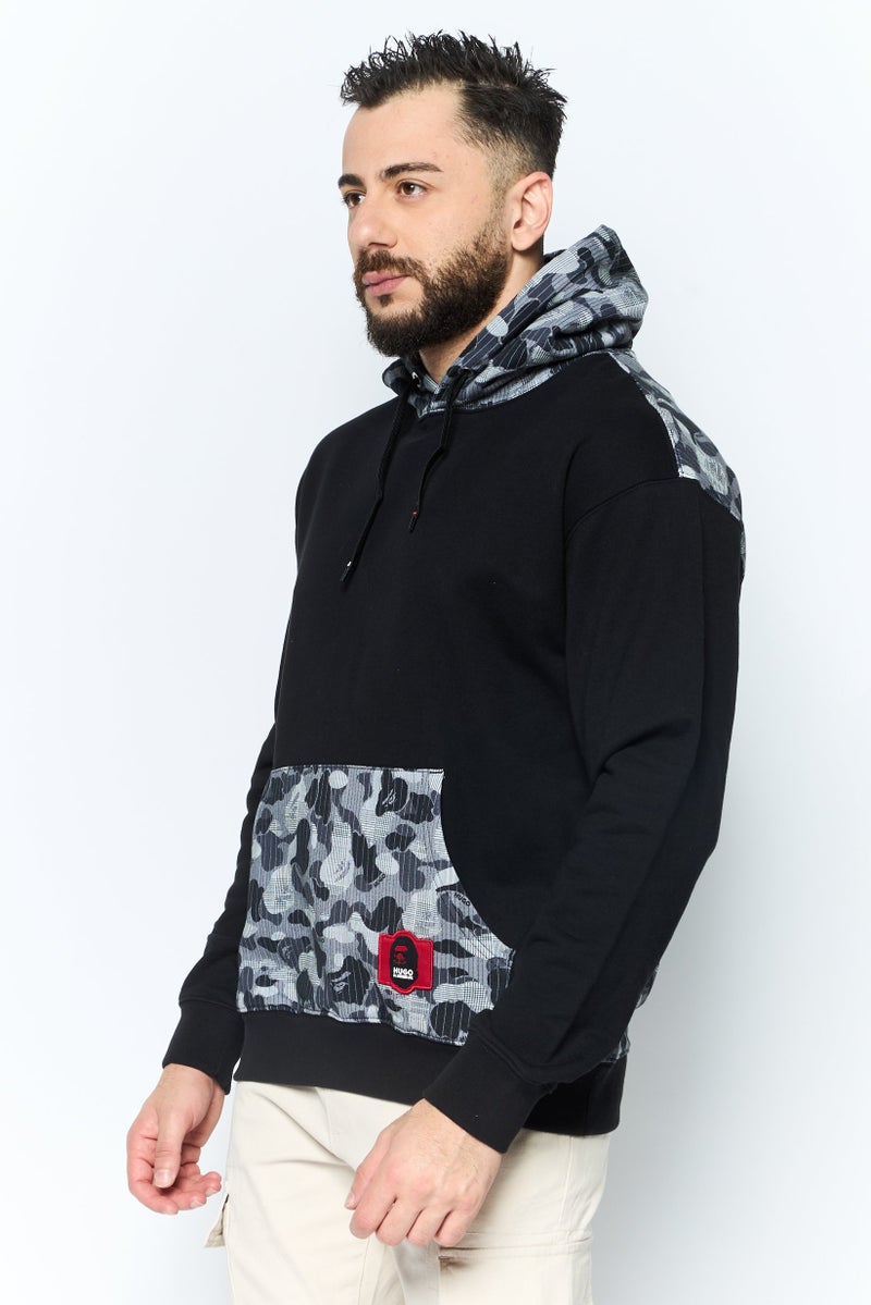HUGO by Hugo Boss Hugo x Mr Bathing Ape Men Brand Logo Long Sleeves Hooded Sweatshirt, Black  - Image 3