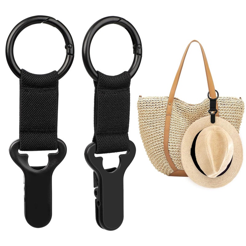 Niveaya Hat Clip for Travel on Bag - 2 Pack, Vacation Beach Cruise Essentials Accessory for Travel Handbag Backpack Luggage, Securely Hold to Keep Hat Shaped, Hands-Free, Black+Black - Image 1