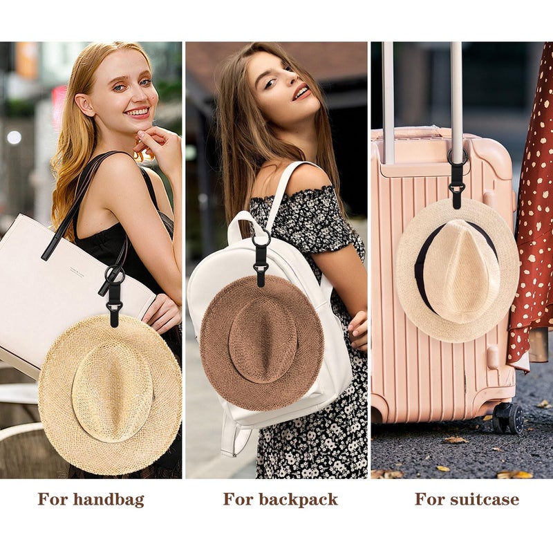 Niveaya Hat Clip for Travel on Bag - 2 Pack, Vacation Beach Cruise Essentials Accessory for Travel Handbag Backpack Luggage, Securely Hold to Keep Hat Shaped, Hands-Free, Black+Black - Image 3