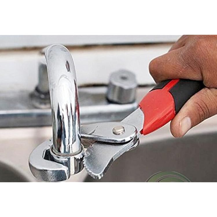 2 pcs Multifunctional Wrench Set Pipe Wrench Portable adjustableStainless Steel Socket Universal Fit for All Shapes Sizes Ergonomic Grip Hand Tools NutsBolts Wrench Spanner Set Red Black - Image 4