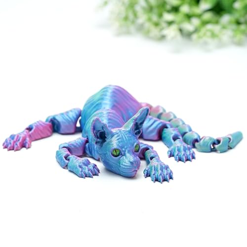 LUYUCUBE 3D Printed Bald Cat ModelFlexible Realistic Articulated Animal Fidget ToysMystery Figurines Gifts for EasterExecutive Desk Funny Dcor and Festival CollectibleEaster Basket Stuffers PG - Image 5