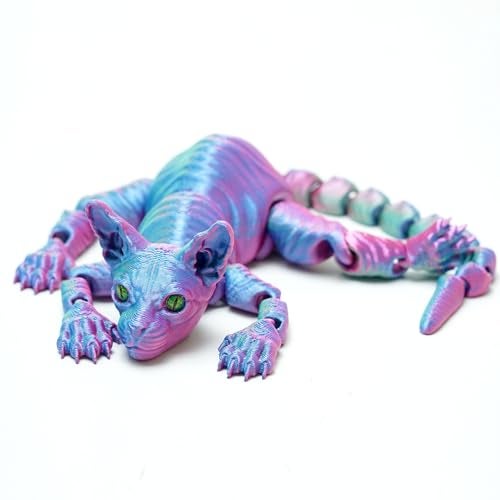LUYUCUBE 3D Printed Bald Cat ModelFlexible Realistic Articulated Animal Fidget ToysMystery Figurines Gifts for EasterExecutive Desk Funny Dcor and Festival CollectibleEaster Basket Stuffers PG - Image 1