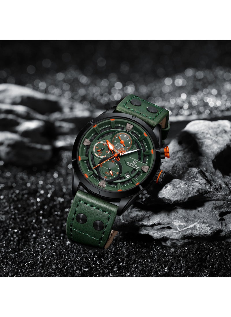 NAVIFORCE - Sport Chronograph Wrist Watch for Men with Leather Strap Water Resistant Multi-Function Analog Timepiece for Business and Casual Wear - Image 1