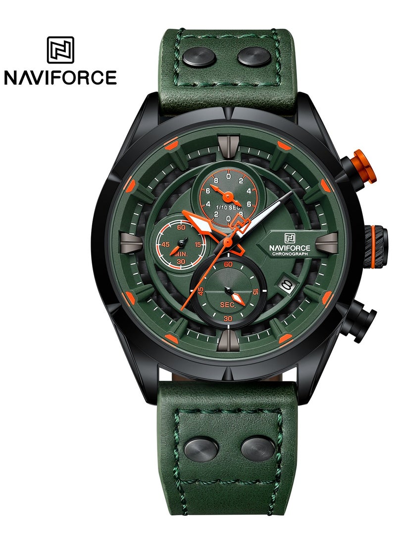 NAVIFORCE - Sport Chronograph Wrist Watch for Men with Leather Strap Water Resistant Multi-Function Analog Timepiece for Business and Casual Wear - Image 1
