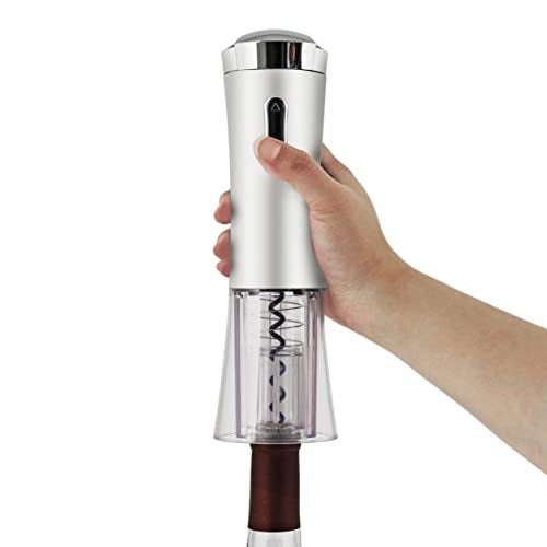 True Lux Electric Corkscrew Wine Opener with Foil Cutter and AC Adapter Charger, Cordless Wine Bottle Opener for Home Bar, Birthday Party, Housewarming, Wedding Gifts, Set of 1, Silver - Image 5