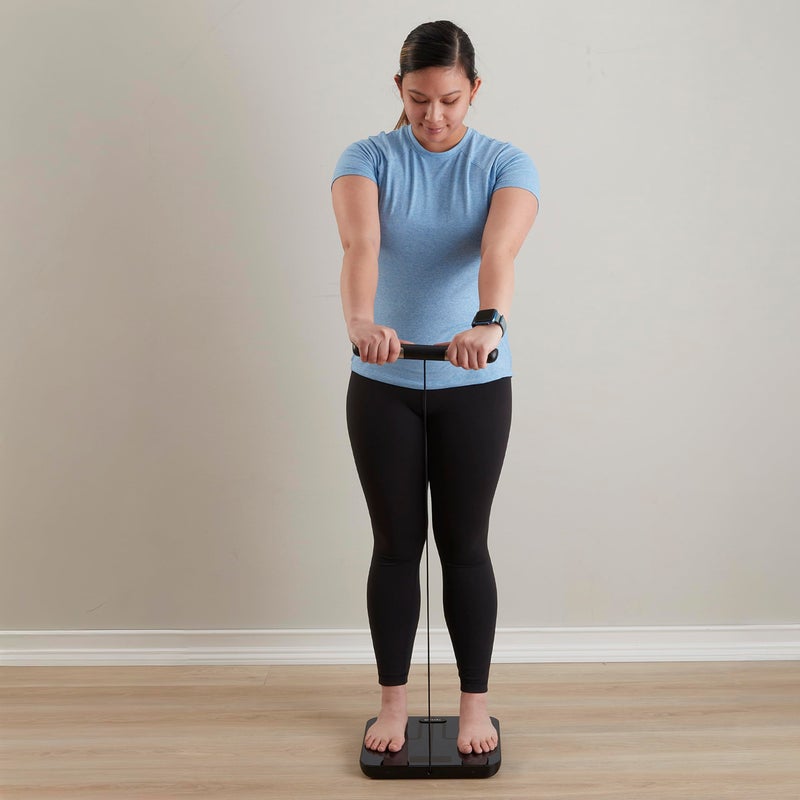 Taylor Smart Total Body Composition Scale with Precision Hub App, Retractable Handle, 11.8" x 11.8" Glass Platform, Vanishing 0.9" LED Display, 440 lb Capacity, 8 Contact Points, Black - Image 2