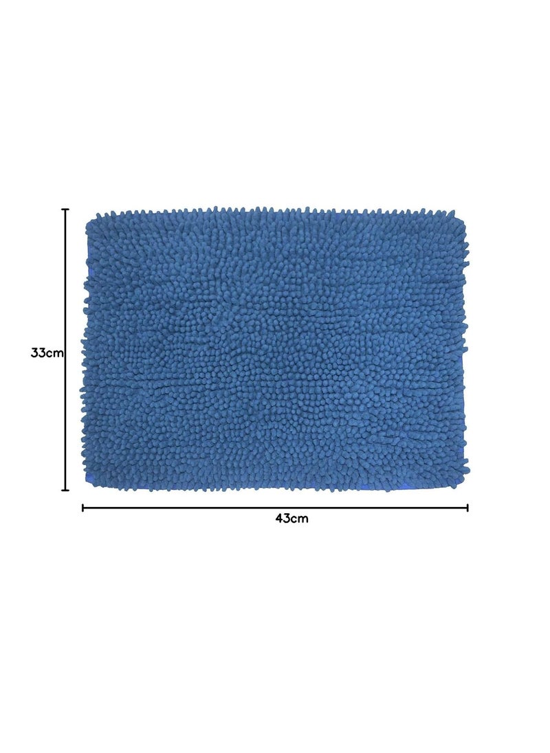 Bianca BIANCA Thick Shaggy Anti Slip Bath Mat -1pc Medium (Yakuza) | Fluffy & Soft Bath Rug, Floor Mat, Suitable for Bathroom | with Super Water Absorbency & Quick Dry Technology Solid-Blue  - Image 2