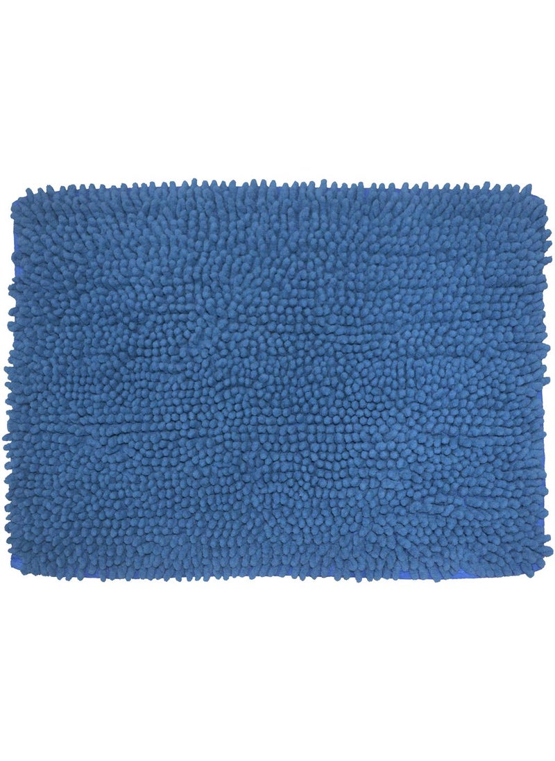 Bianca BIANCA Thick Shaggy Anti Slip Bath Mat -1pc Medium (Yakuza) | Fluffy & Soft Bath Rug, Floor Mat, Suitable for Bathroom | with Super Water Absorbency & Quick Dry Technology Solid-Blue  - Image 3