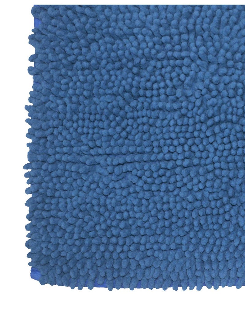 Bianca BIANCA Thick Shaggy Anti Slip Bath Mat -1pc Medium (Yakuza) | Fluffy & Soft Bath Rug, Floor Mat, Suitable for Bathroom | with Super Water Absorbency & Quick Dry Technology Solid-Blue  - Image 4