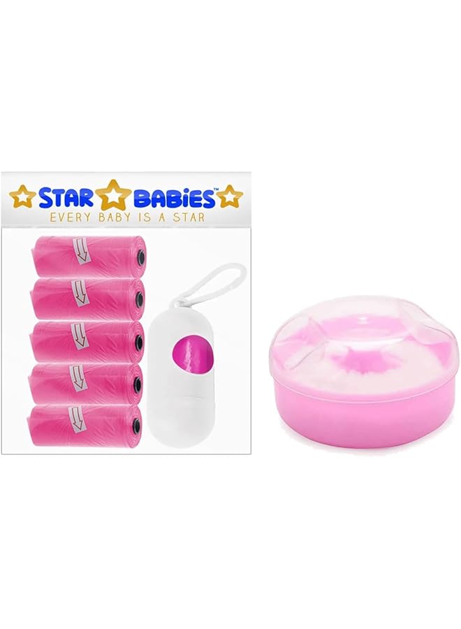 ستار بيبيز عبوة كومبو مكونة من عبوتين بودرة مع كيس معطر للاستعمال مرة واحدة 5 قطع مع موزع باللون الوردي - Image 1