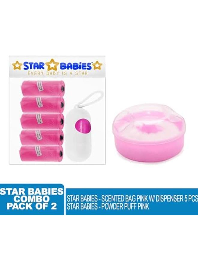 ستار بيبيز عبوة كومبو مكونة من عبوتين بودرة مع كيس معطر للاستعمال مرة واحدة 5 قطع مع موزع باللون الوردي - Image 2