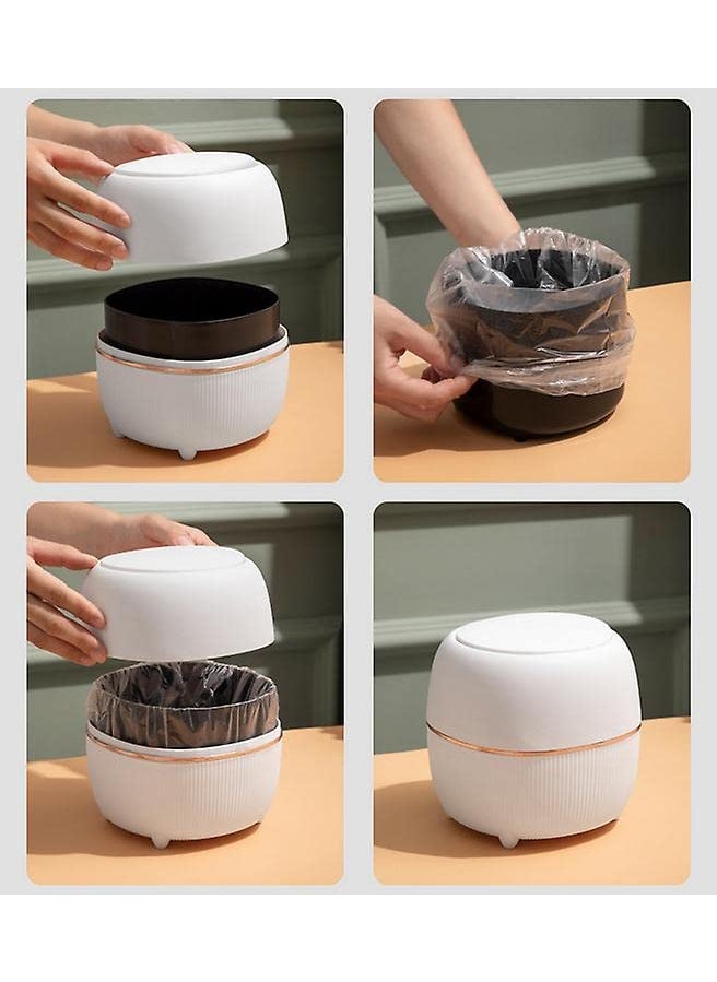 Zorzel Zorzel Cute Desktop Trash Can Home Office Garbage Basket Waste Bin With Lid Mini Living Room Light Luxury Multifunctional Press Type Car Storage BucketMulticolor  - Image 4