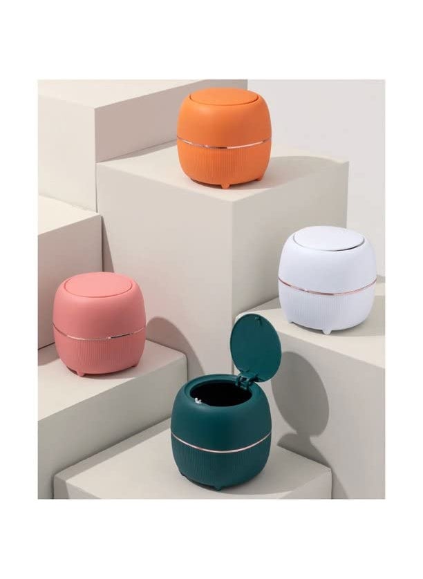 Zorzel Zorzel Cute Desktop Trash Can Home Office Garbage Basket Waste Bin With Lid Mini Living Room Light Luxury Multifunctional Press Type Car Storage BucketMulticolor  - Image 3