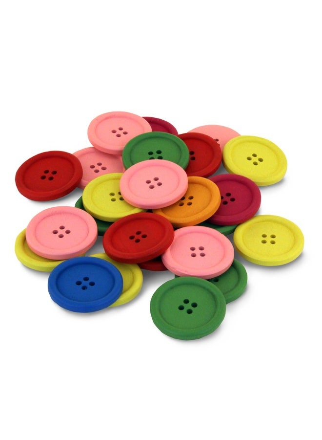 Hygloss Products Wood Buttons Bright Colored Craft Wooden Buttons With 4 Holes 40mm 25 Pack - Image 1