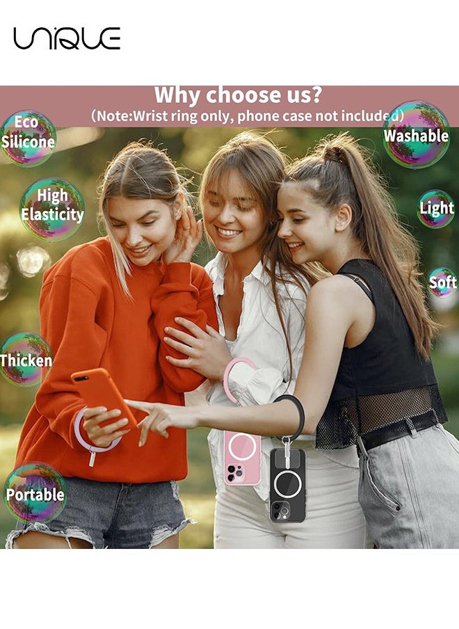 Unique - Round Loop Phone Lanyard with Keychain Holder，Multi-Functional and Comfortable Smartphone Wristband，Perfect for Outdoor Activities，Compatible with Most Smartphones，4-Pack Back Patch Included - Image 1