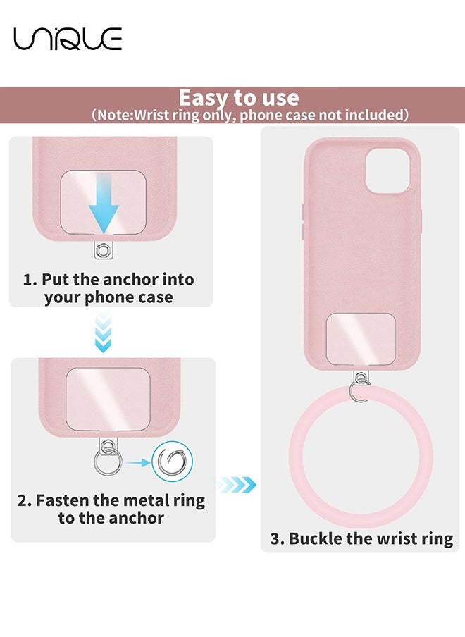 Unique Round Loop Phone Lanyard with Keychain Holder，Multi-Functional and Comfortable Smartphone Wristband，Perfect for Outdoor Activities，Compatible with Most Smartphones，4-Pack Back Patch Included  - Image 4