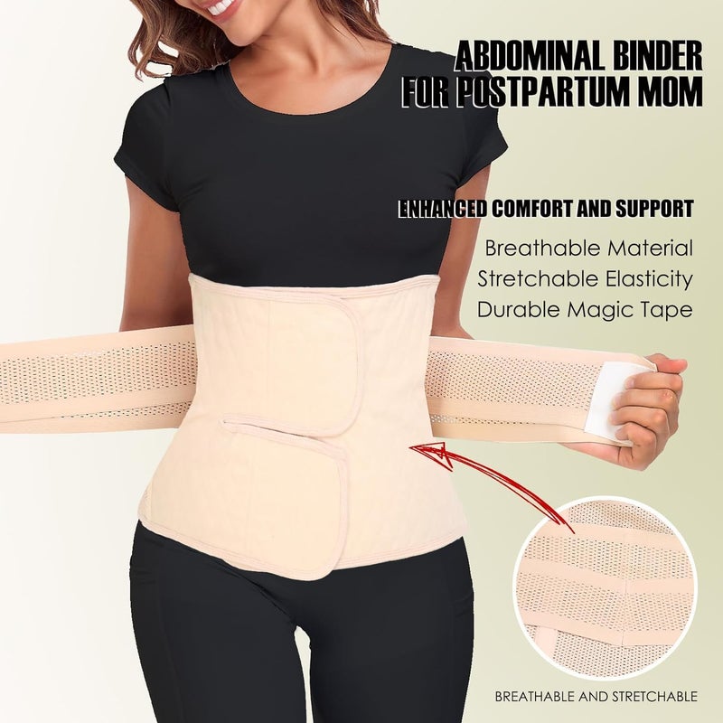 MAMODY Postpartum Belly Band â€“ Postpartum Belly Wrap, Abdominal Binder Post Surgery C-section Recovery Support Belt After Birth Brace, Slimming Girdles (Classic Beige, S/M) - Image 2