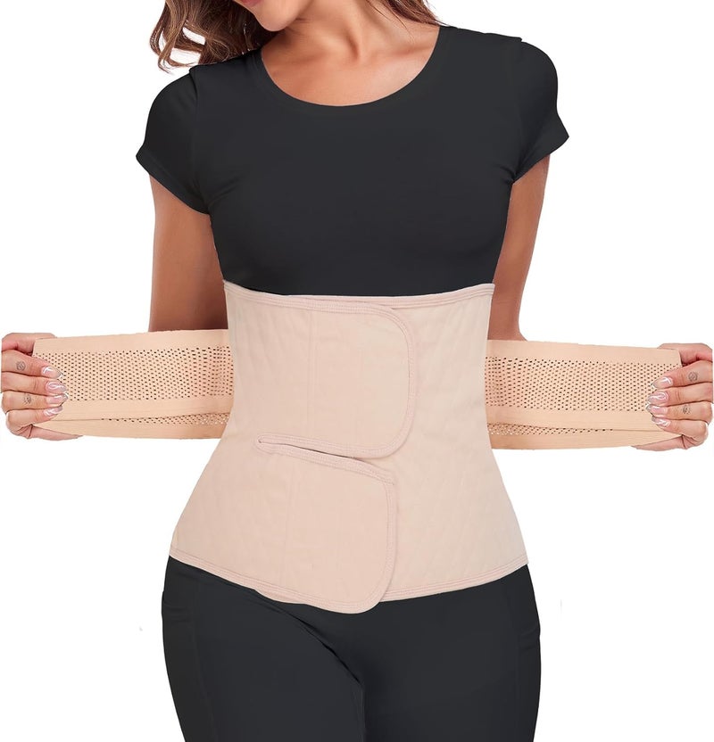 MAMODY Postpartum Belly Band â€“ Postpartum Belly Wrap, Abdominal Binder Post Surgery C-section Recovery Support Belt After Birth Brace, Slimming Girdles (Classic Beige, S/M) - Image 1