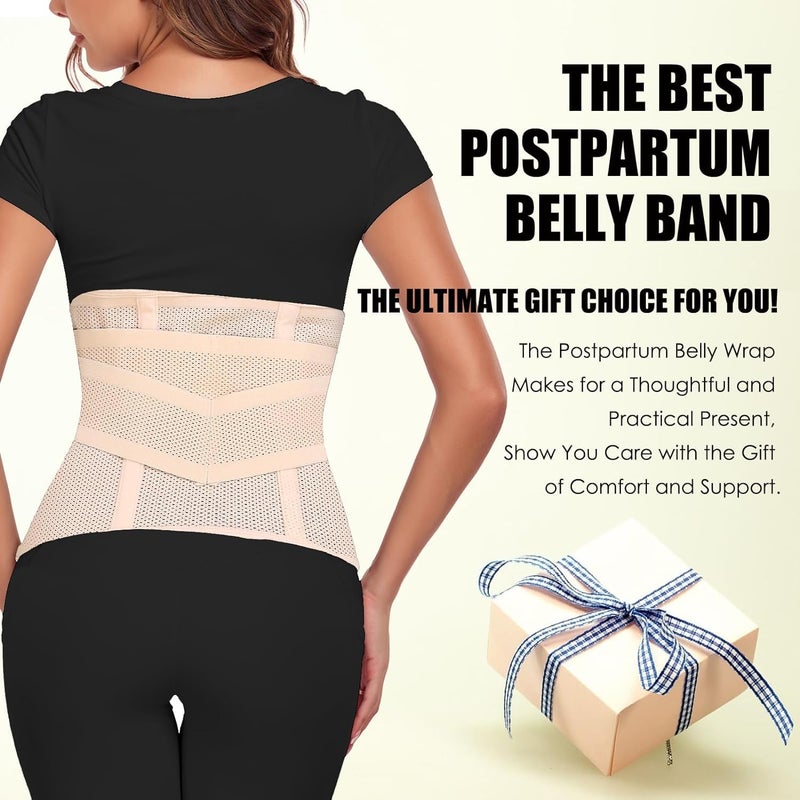 MAMODY Postpartum Belly Band â€“ Postpartum Belly Wrap, Abdominal Binder Post Surgery C-section Recovery Support Belt After Birth Brace, Slimming Girdles (Classic Beige, S/M) - Image 5
