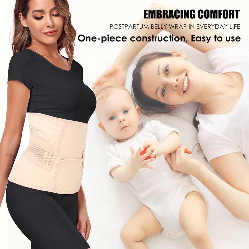 MAMODY Postpartum Belly Band â€“ Postpartum Belly Wrap, Abdominal Binder Post Surgery C-section Recovery Support Belt After Birth Brace, Slimming Girdles (Classic Beige, S/M) - Image 4