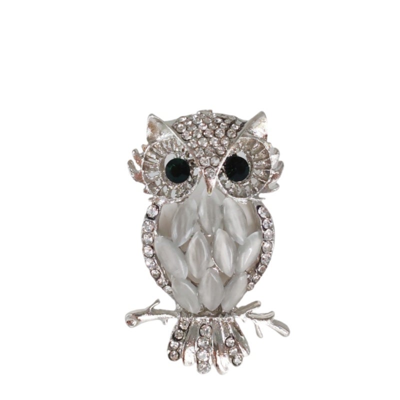 Owl Brooch 5.7*3.5 Cm: Dual-Tone Design With Captivating Cat Eye Stone - Whimsical & Sophisticated Charm Fashion Accessory for Owl Lovers, Fashion Enthusiasts, Jacket, Scarf, Bag Adornment - Image 3