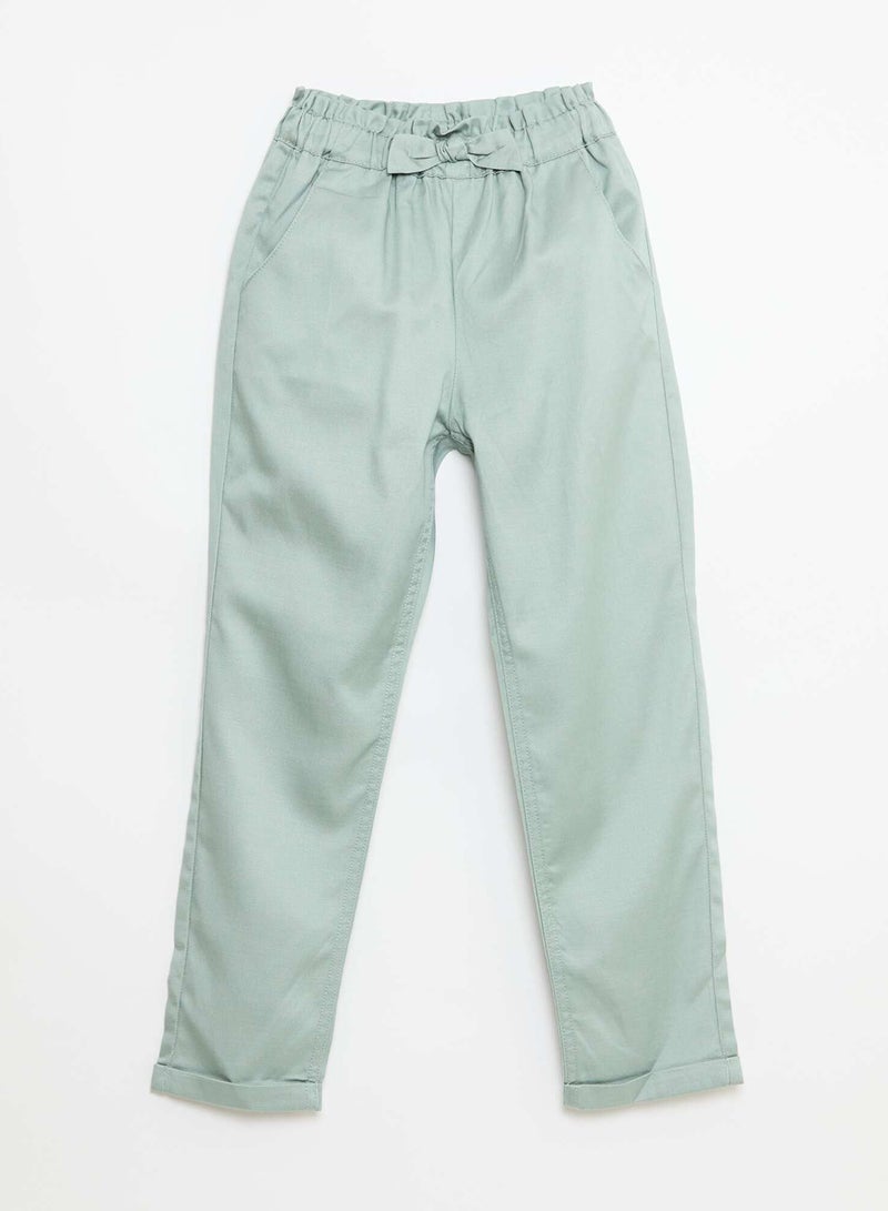 Kiabi Tencel Trousers With Plain Bow Green - Image 1