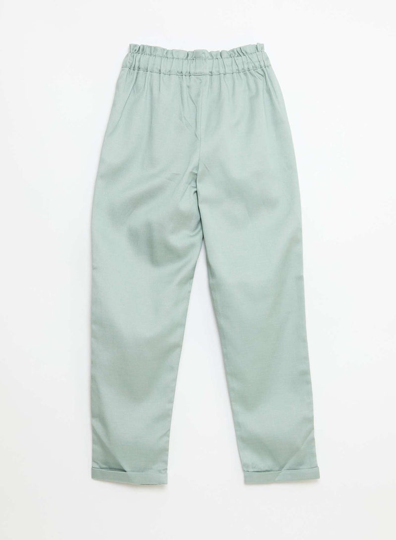 Kiabi Tencel Trousers With Plain Bow Green - Image 2