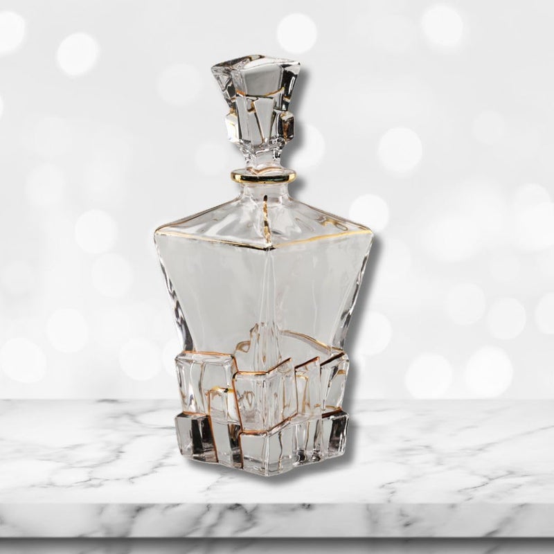 FALKOR Luxury Glassware - Constellation Decanter Elegant Classy Decanter with Gold Styling- Drinking Party Accessory - for Whiskey, Liquor, Scotch, Bourbon, Vodka or Wine - 880ml - Image 1