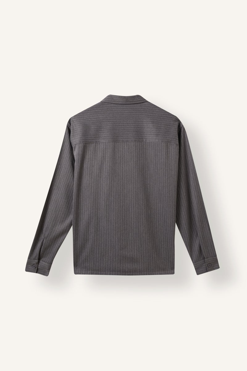 DeFacto Grey Man Overshirt Fit Shirt Collar Striped Shirt Casual - Image 2
