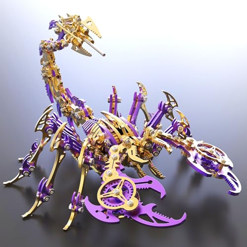 Metalkitor Scorpion 3D Metal Puzzles Kits for Adults Teens 454 Pcs Mechanical Assembly Models 4 Hours to Build Ideal for Gifts and Decorations Gold Purple - Image 1