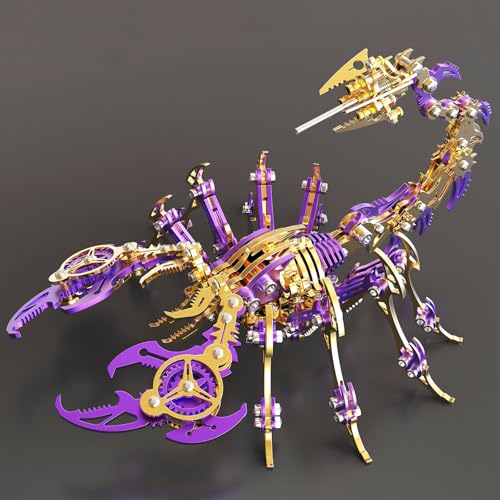 Metalkitor Scorpion 3D Metal Puzzles Kits for Adults Teens 454 Pcs Mechanical Assembly Models 4 Hours to Build Ideal for Gifts and Decorations Gold Purple - Image 5