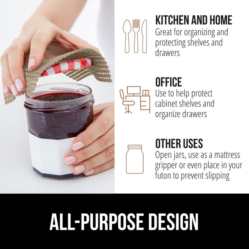 GORILLA GRIP powerGRIP Drawer Shelf and Cabinet Liner, Thick Strong Hold, Non-Adhesive Liners Protect Kitchen Cabinets and Cupboard, Bathroom Drawers, Easy Install, Breathable Mat, 12" x20', Beige - Image 5